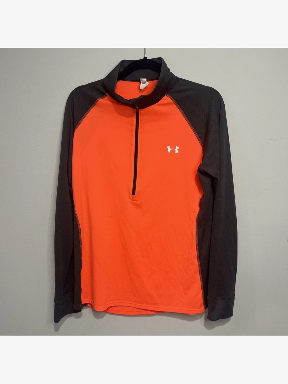 Under Armour Orange & Black 1/4 Zip Athletic Pullover XL Women